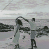 Black And White Couple Dancing On The Beach Diamond Paintings