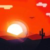 Cactus Sunset Illustration Diamond Paintings