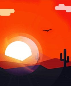 Cactus Sunset Illustration Diamond Paintings