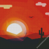 Cactus Sunset Illustration Diamond Paintings