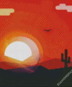 Cactus Sunset Illustration Diamond Paintings