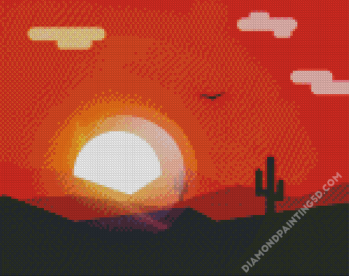 Cactus Sunset Illustration Diamond Paintings