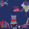 Cats Reading Books On Bookshelves Illustration Diamond Paintings