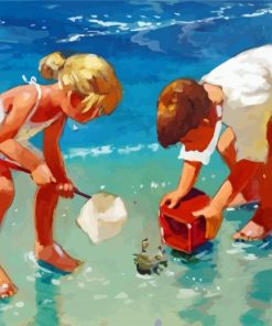 Children On Beach Art Diamond Paintings