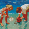 Children On Beach Art Diamond Paintings