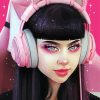 Cool Gamer Girl With Black Hair Diamond Paintings