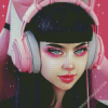 Cool Gamer Girl With Black Hair Diamond Paintings