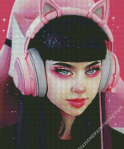 Cool Gamer Girl With Black Hair Diamond Paintings