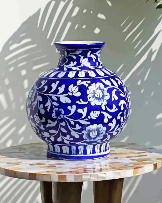 Cool Blue Pottery Diamond Paintings