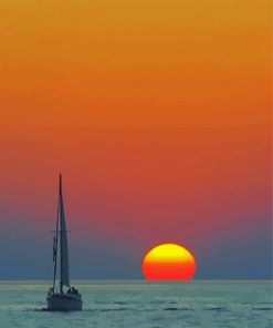 Dinghy Sailing At Sunset Diamond Paintings