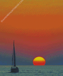 Dinghy Sailing At Sunset Diamond Paintings