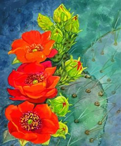 Flowers On Cactuses Diamond Paintings