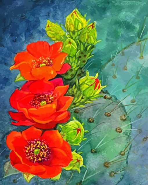 Flowers On Cactuses Diamond Paintings