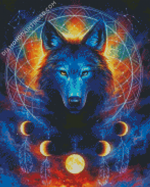 Galaxy Wolf In Dream Catcher Diamond Paintings