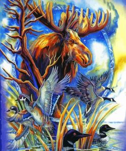 Moose Illustration Artwork Diamond Paintings