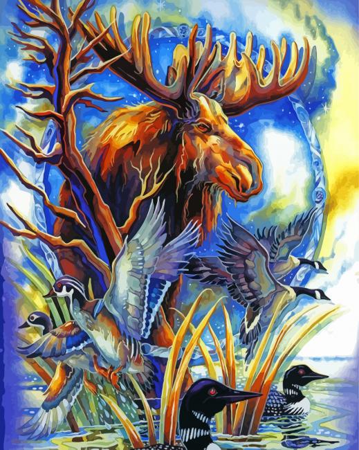 Moose Illustration Artwork Diamond Paintings