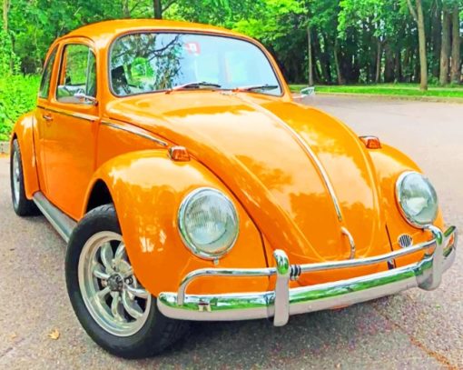 Orange Volkswagen Bug Diamond Paintings