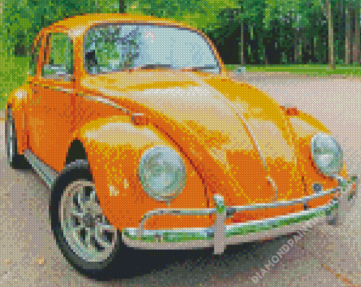 Orange Volkswagen Bug Diamond Paintings