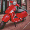 Red Moped Motorcycle Diamond Paintings