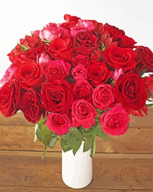 Rich Red Flower Bouquet Diamond Paintings