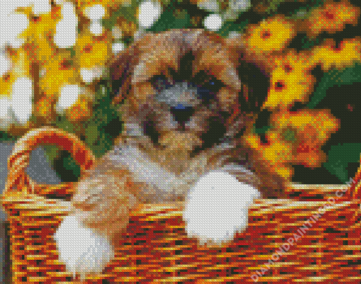 Shorkie In A Basket Diamond Paintings