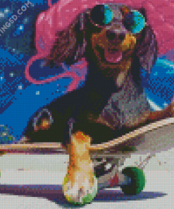 Skateboarding Dog Rowdy Diamond Paintings