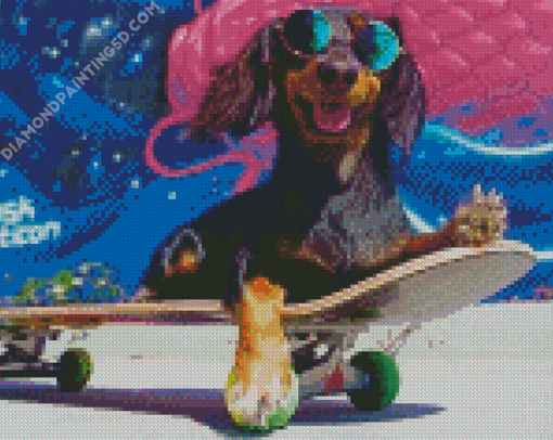 Skateboarding Dog Rowdy Diamond Paintings