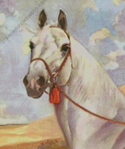 White Vintage Horse Diamond Paintings