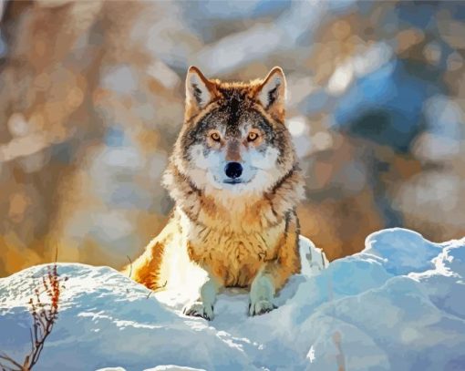 Wolf In The Snow Diamond Paintings