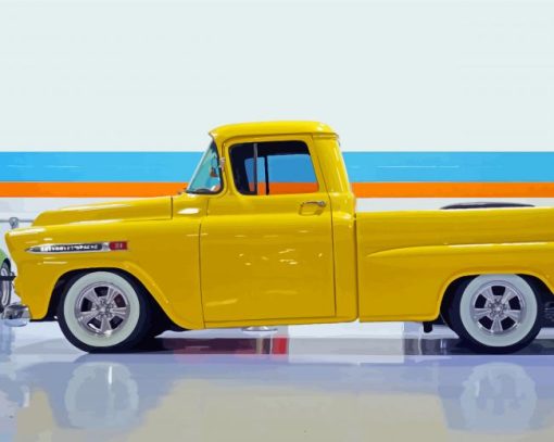 Yellow Chevy Apache Diamond Paintings