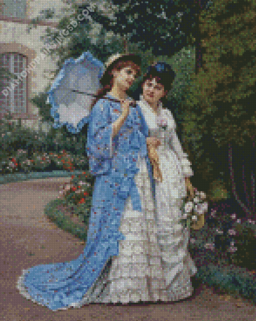 A Garden Stroll By Auguste Toulmouche Diamond Paintings