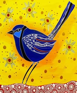 Aboriginal Blue Wren Diamond Paintings