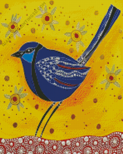 Aboriginal Blue Wren Diamond Paintings