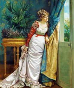 Awaiting The Visitor By Auguste Toulmouche Diamond Paintings