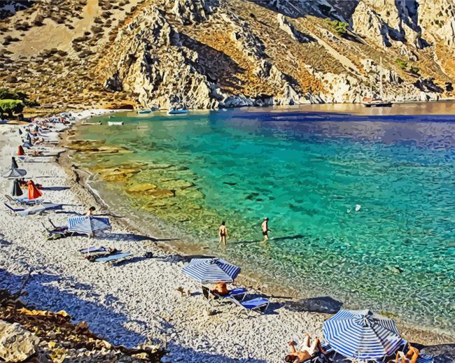 Beautiful Beach In Symi Greece Diamond Paintings