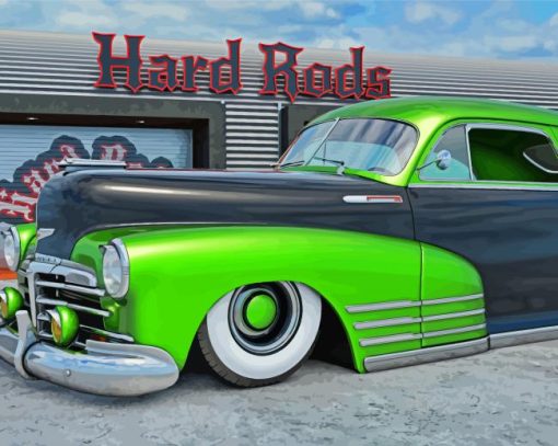 Black And Green 48 Chevy Fleetline Diamond Paintings