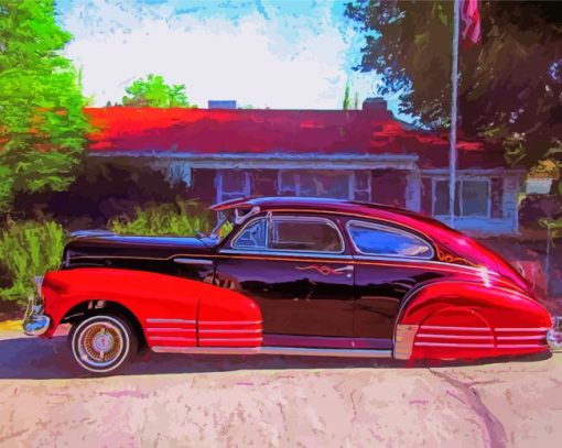 Black And Red 48 Chevy Fleetline Car Art Diamond Paintings