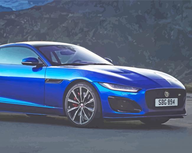 Blue Jaguar F Type Diamond Paintings