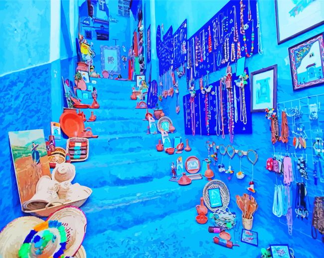 Blue Buildings Streets Diamond Paintings