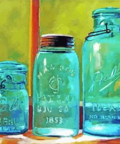 Blue Mason Jars Diamond Paintings