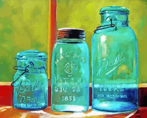 Blue Mason Jars Diamond Paintings