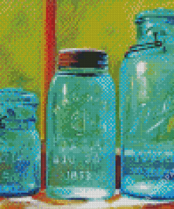 Blue Mason Jars Diamond Paintings