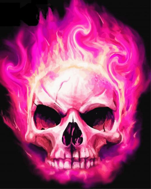 Burning Pink Skull Diamond Paintings