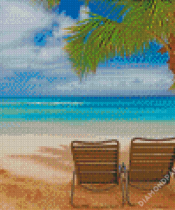 Deck Chairs On Tropical Beach Diamond Paintings