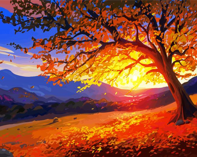 Fall Sunset Art Diamond Paintings