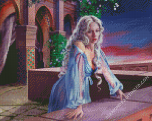 Fantasy Princess On Balcony Diamond Paintings