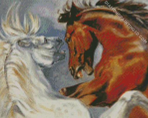 Fighting Horses Art Diamond Paintings