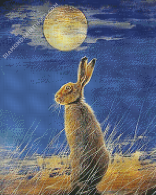 Full Moon Gazing Hare Diamond Paintings