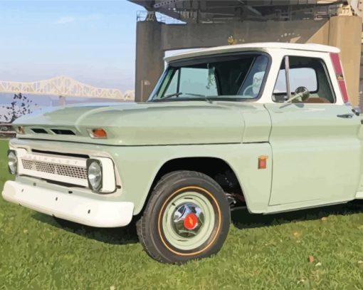 Green 64 Chevy Stepside Truck Diamond Paintings