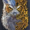 Half Owl And wolf Diamond Paintings